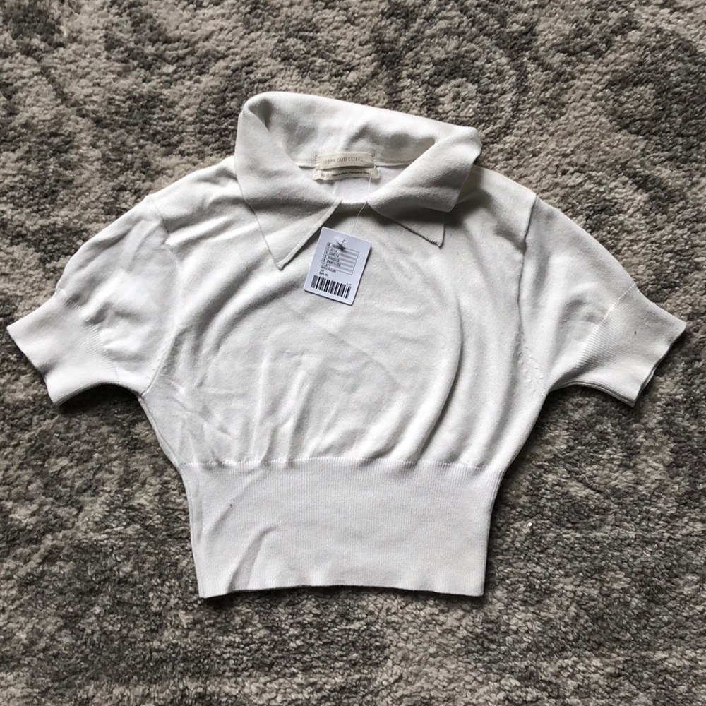 Urban Outfitters white/ivory crop top with collar